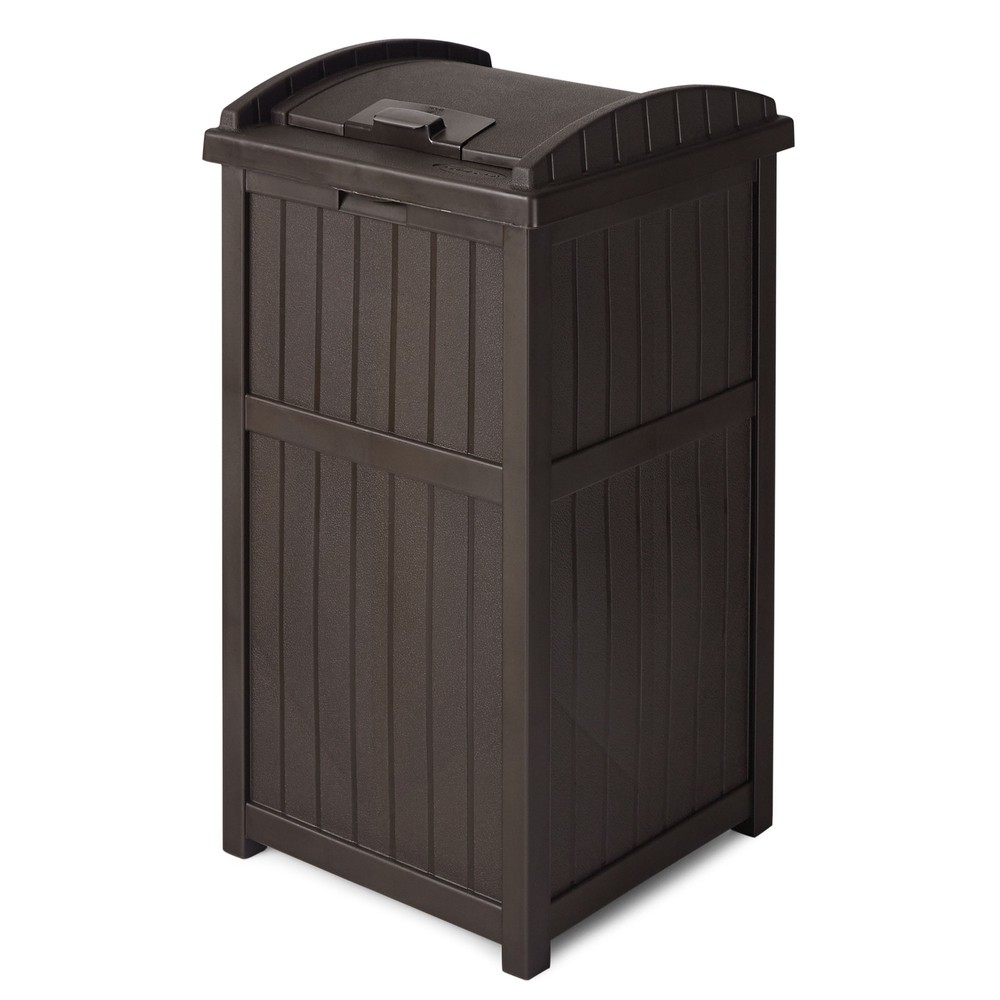 Suncast GH1732J Trashcan Hideaway Outdoor 33 Gallon Garbage Waste Bin, Java