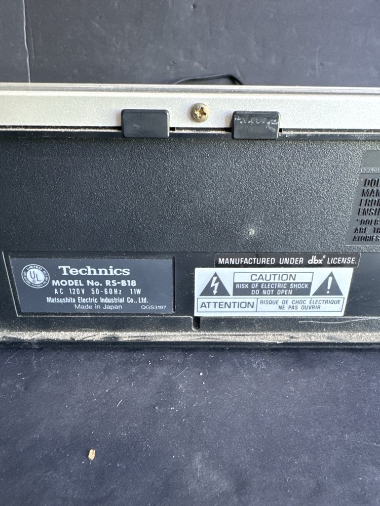 Technics RS-B18 Stereo Cassette Deck DBX Dolby B/C – Powers On, Sound Weak