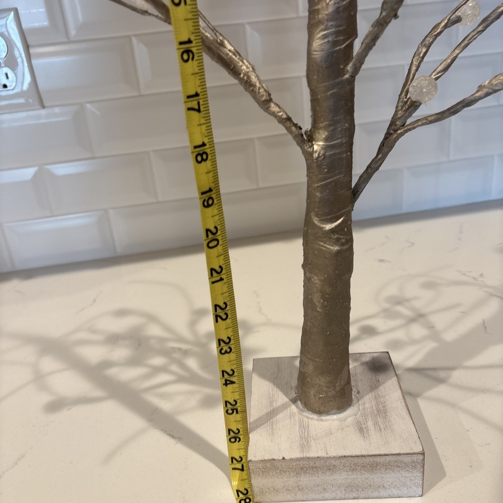 Holiday Tabletop Tree Silver White Battery Lit