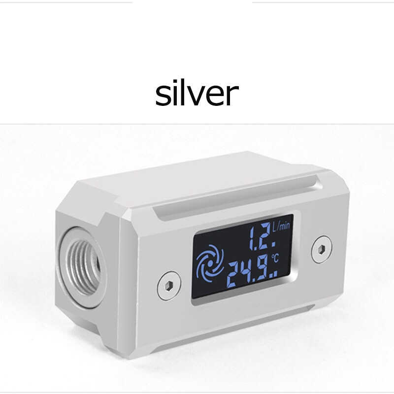 G1/4 Fitting Display Digital Thermometer Flow Meter For PC Water Cooling System