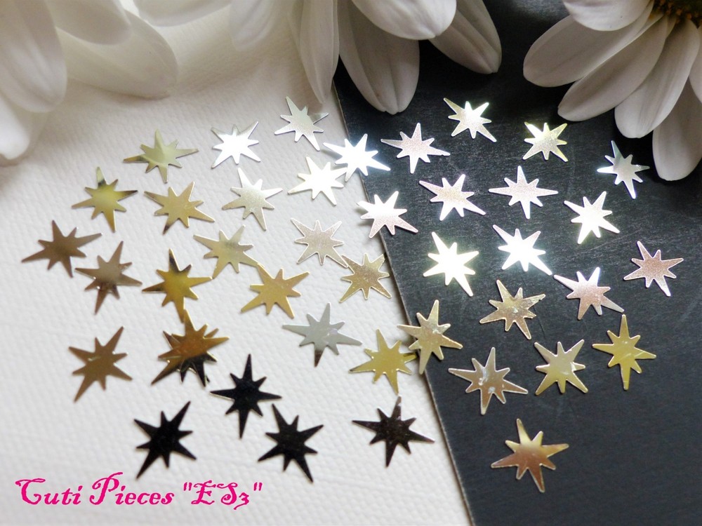 Nail Art Glitter Holographic Gold Mix Exploding Stars Small Pack Spangle ES3