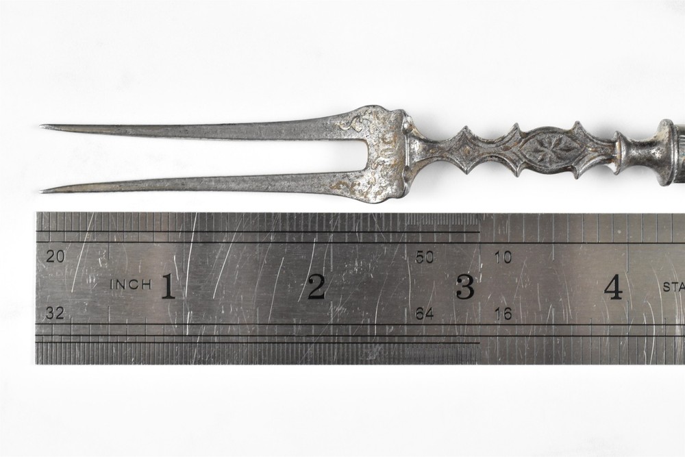Antique 800 Silver Handled 2-Tine Fork