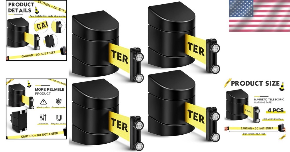 Magnetic Wall Mount Barrier Set, Caution Do Not Enter, 4 Pcs