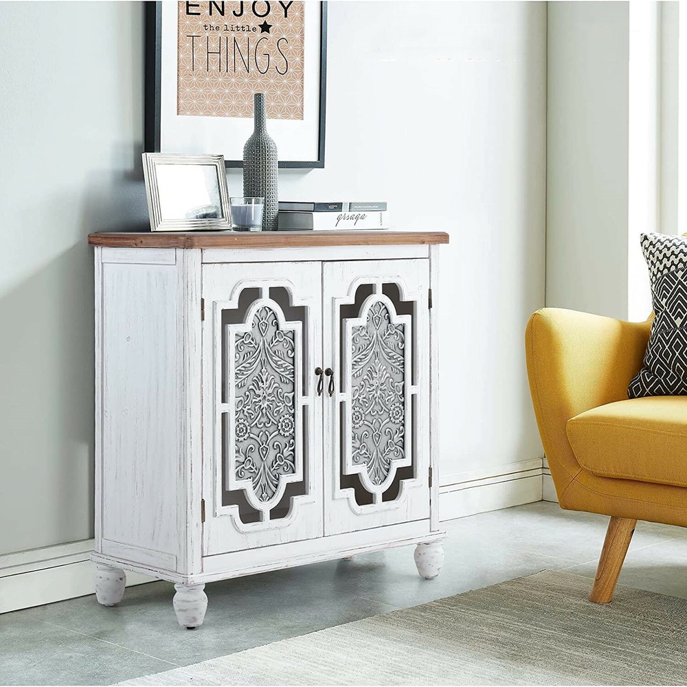 Accent Storage Cabinet 2 Doors Decorative Cabinet Buffet & Sideboard White