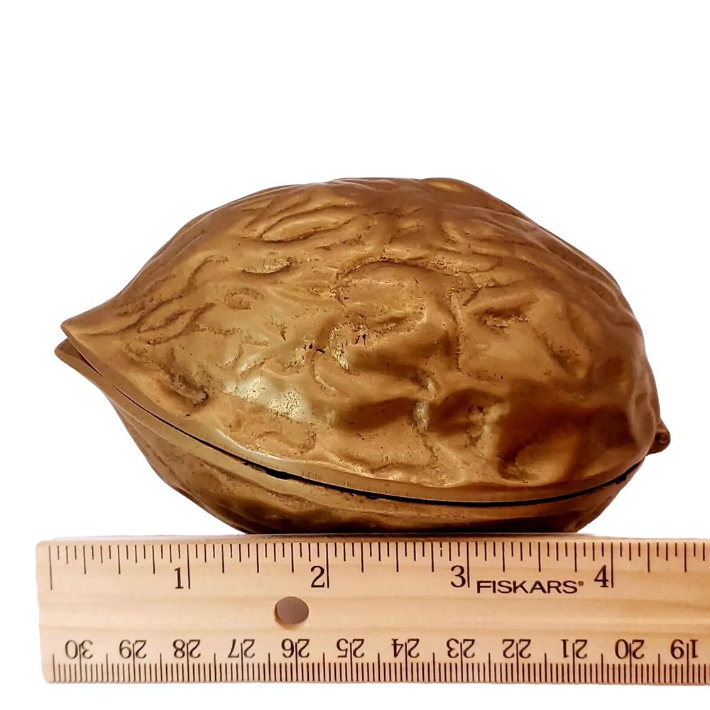 Vintage Heavy Solid Brass Walnut Shaped Nutcracker