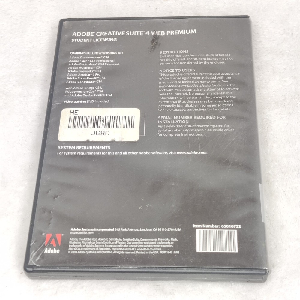 Adobe Creative Suite 4 Web Premium Mac OS Dreamweaver software
