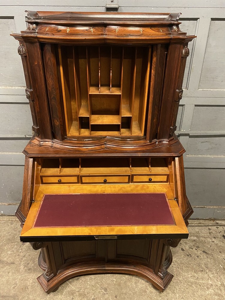 ROSEWOOD DROP FRONT MECHANICAL DESK, ATTR. HERTER