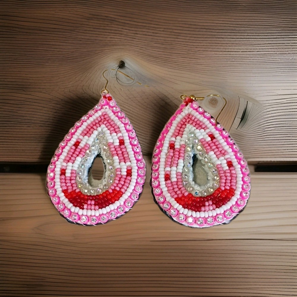Native American Beaded Dangle Earrings 0079 D7