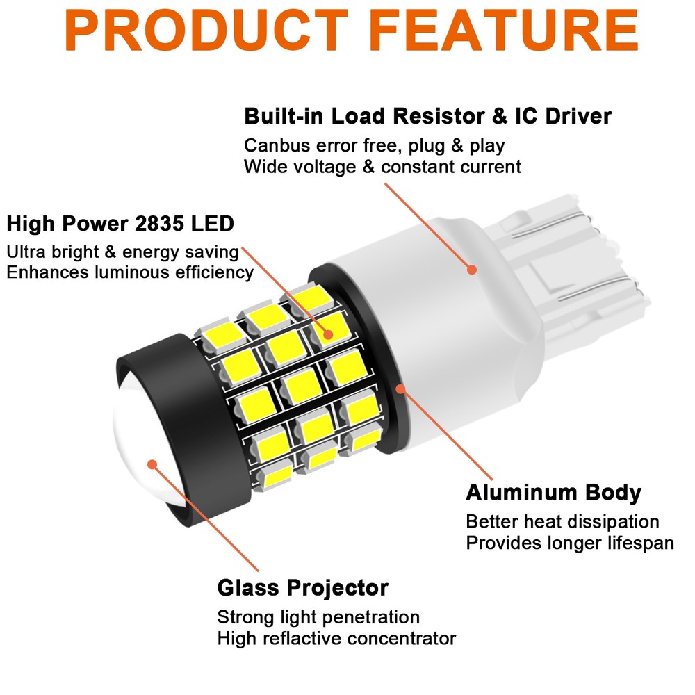 Strobe Flash 7440 7443 7444 LED Backup Reverse Back Up Light Bulbs Bright White