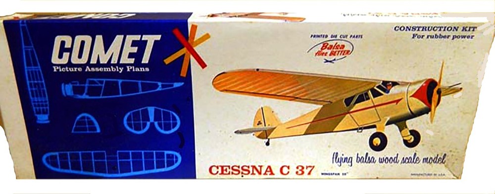 Comet Model Airplane Plans (FF): Cessna C-37 Scale 20" Scale Rubber-Powered
