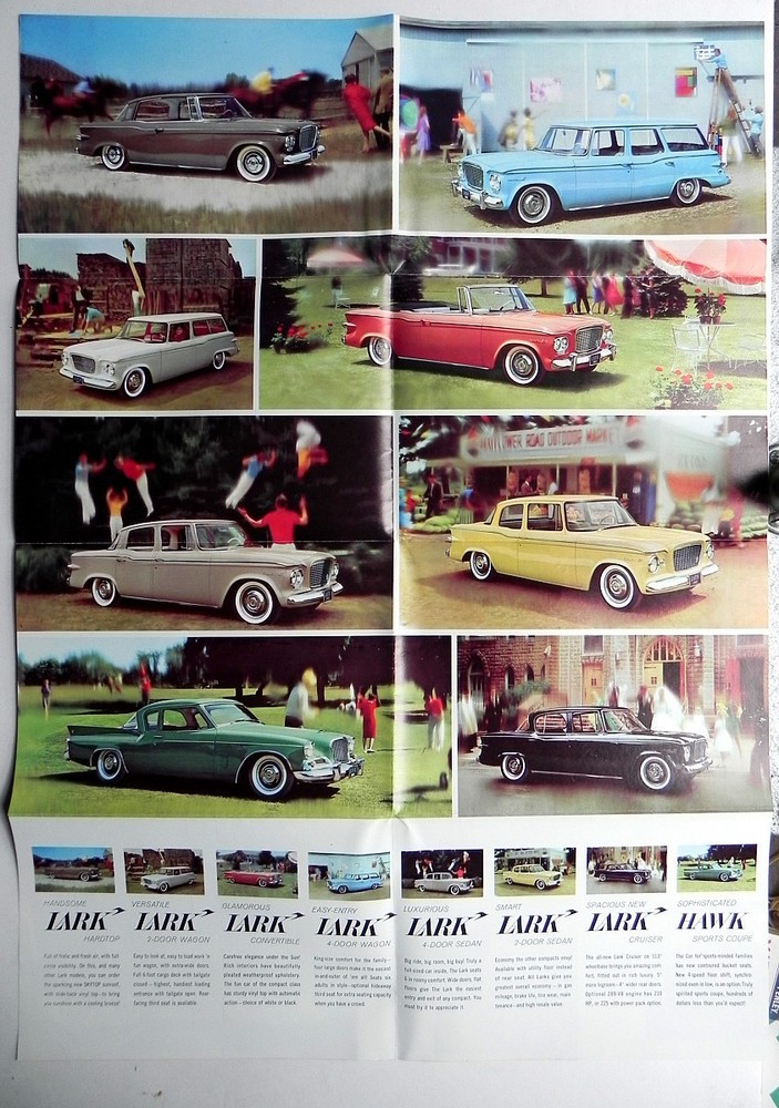 1961 STUDEBAKER LARK & HAWK Sales Brochure folder poster