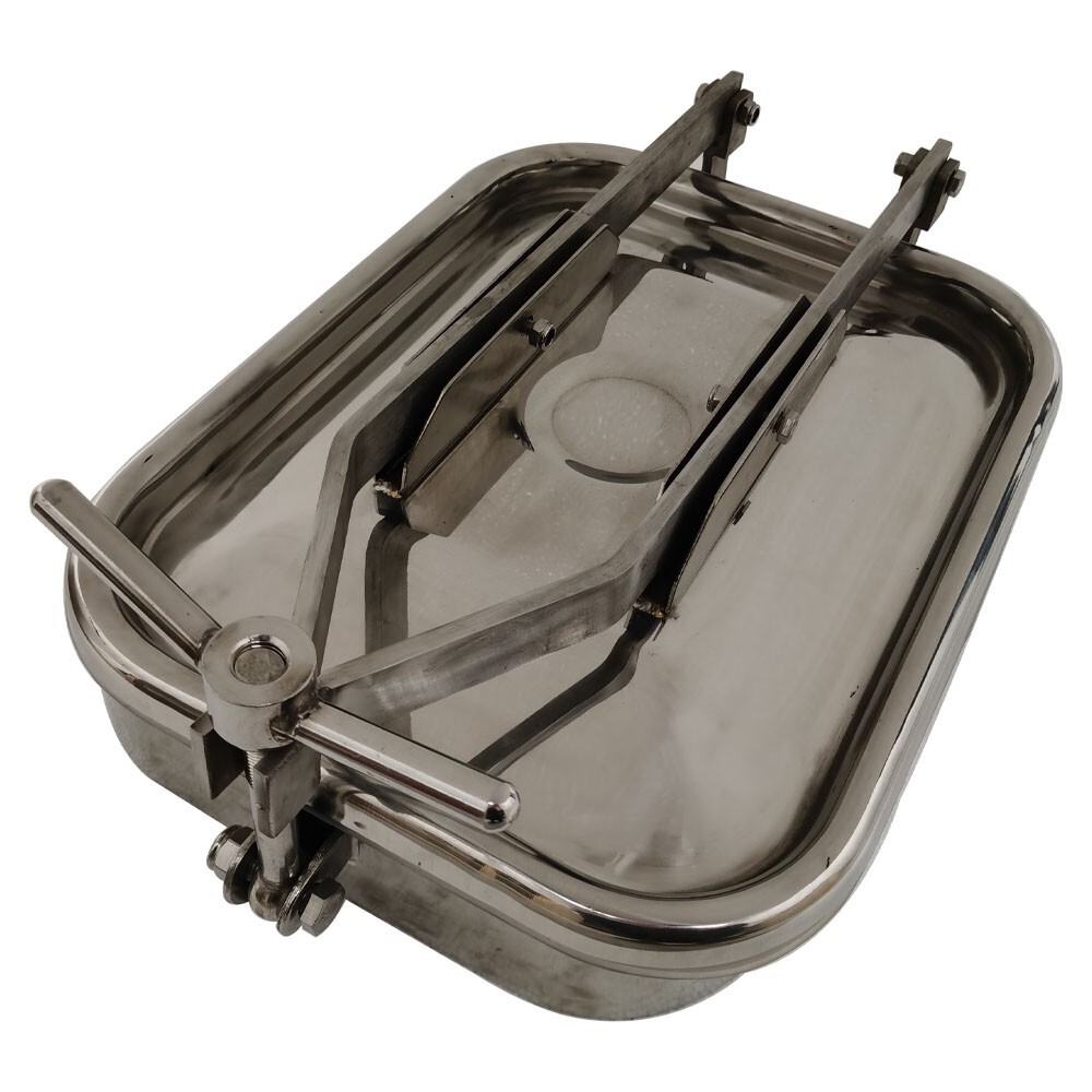 Sanitary Pressure Rectangular Manhole SS304 Manway Cover Tank Drink US Tool