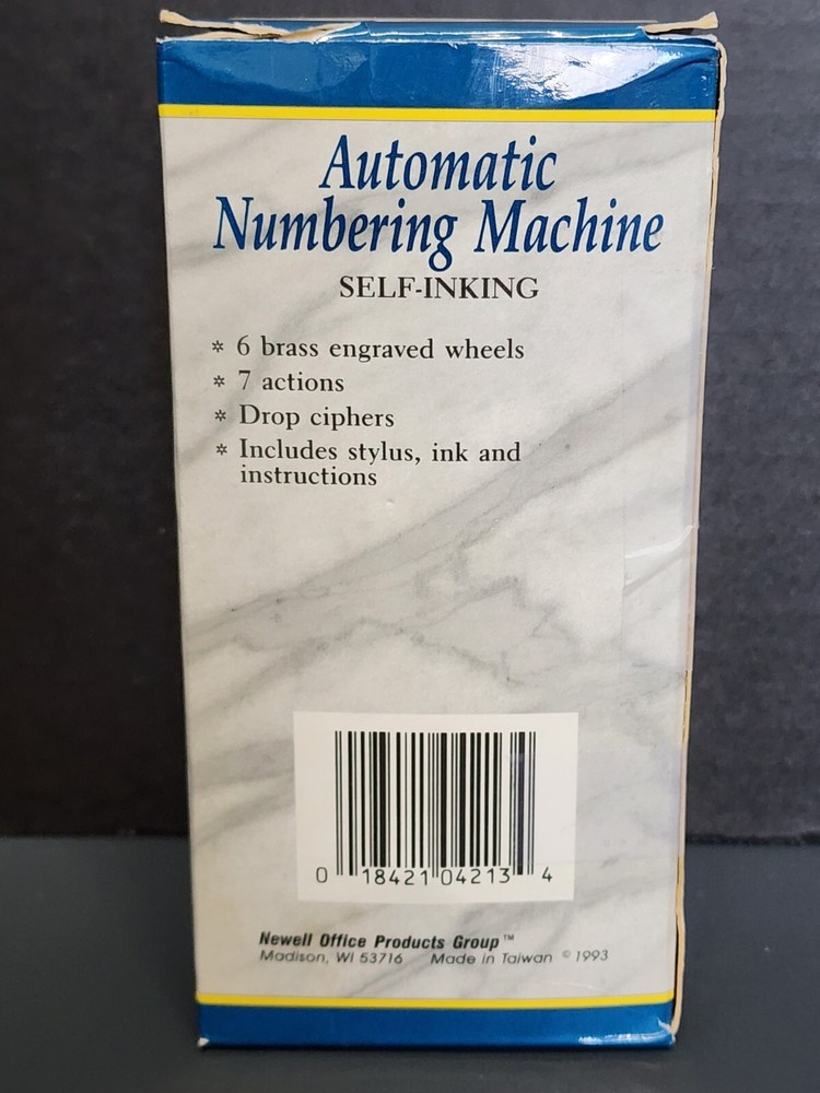 Rogers Automatic Numbering Machine Stamp Self Inking 6 Brass Wheels Stamp ONLY