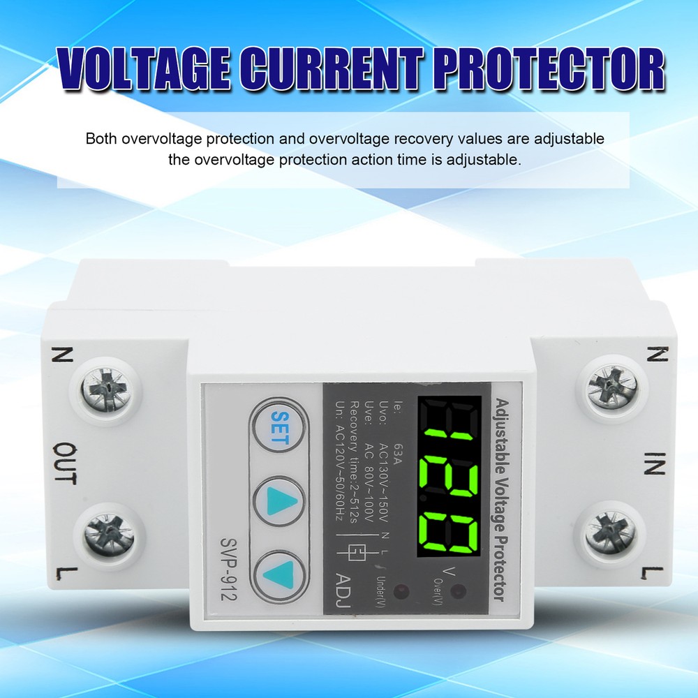 120VAC 63A Adjustable Self-Recovery Under Voltage Auto-Reset Protection Switch