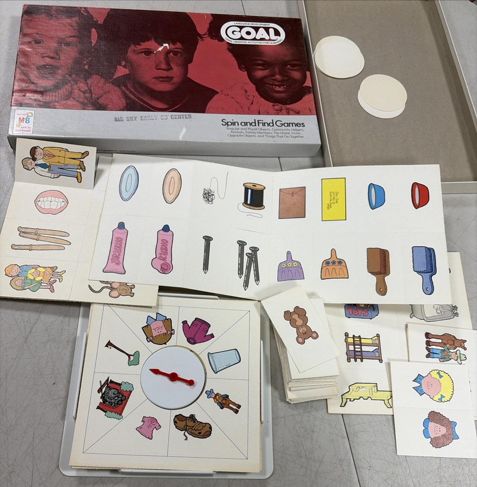 Milton Bradley Vintage Game Language Development Goal Spin & Find 1972