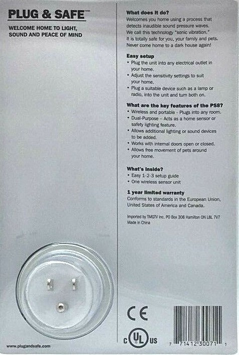 Plug & Safe Motion Sensor Detector Wireless Home Theft Security System PS8