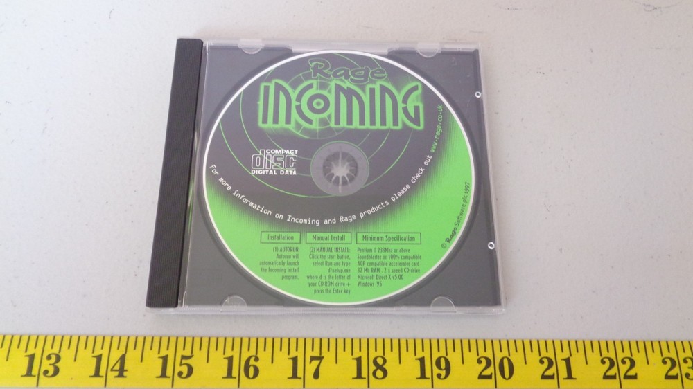 Rage Incoming CD-ROM Computer Game Rage Software 1997