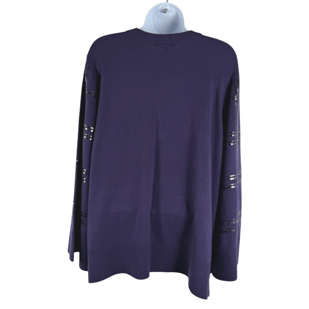 Chico's Pullover Sweater Size 3 Sequins Plaid Midnight Violet NWT TP-3869