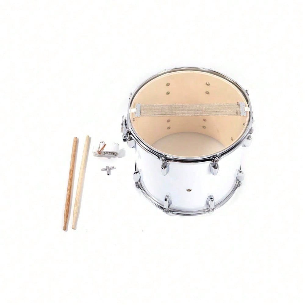 14 X10 Inches Marching Drum Drumsticks Key Strap White