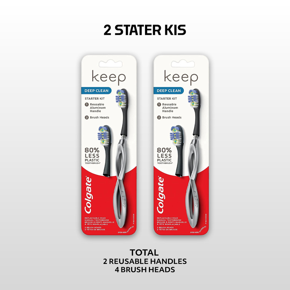 Colgate Keep Manual Toothbrush Whitening Starter Kit 2 Pack Replaceable