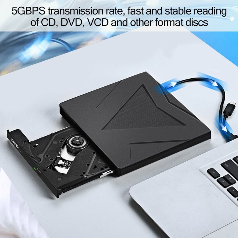 Shockproof External DVD Drive High-Speed 5Gbps USB-C&USB-A Dual Interface Drive