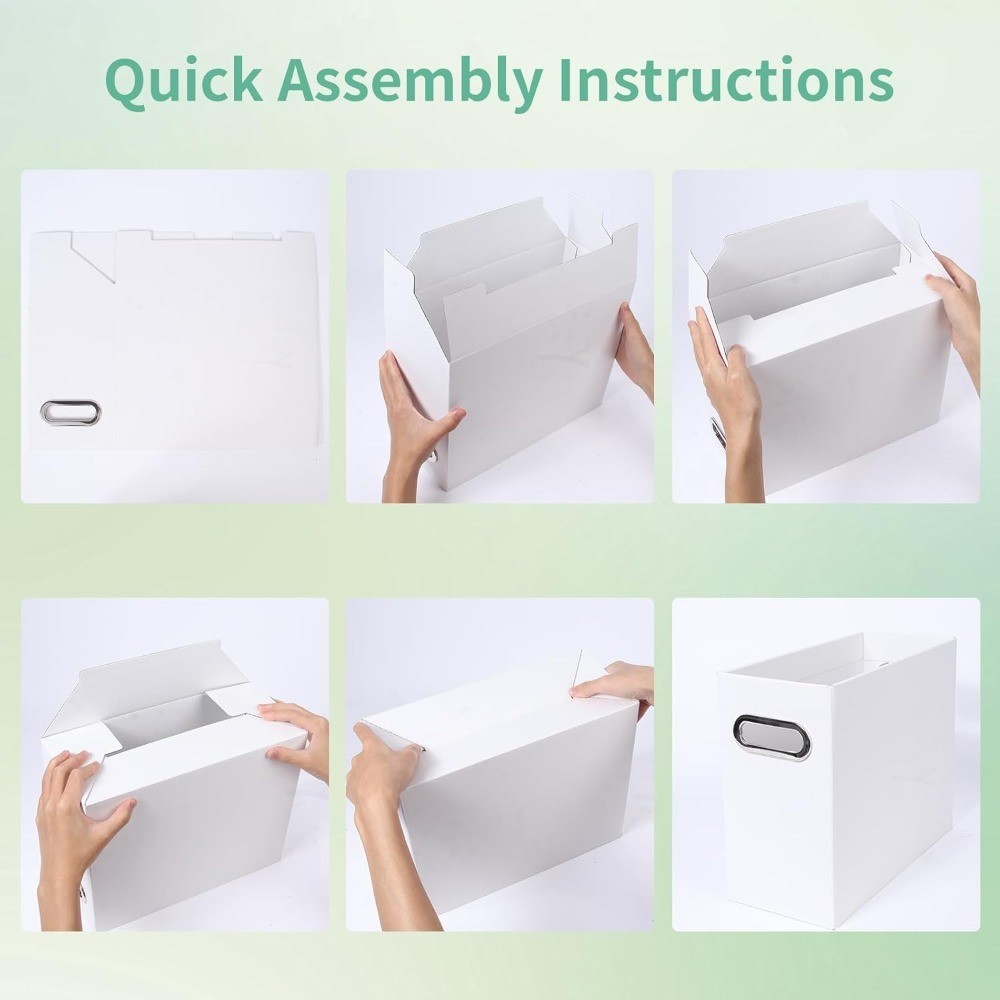 Portable File Box with Handle Collapsible Document Organizer for Home Office