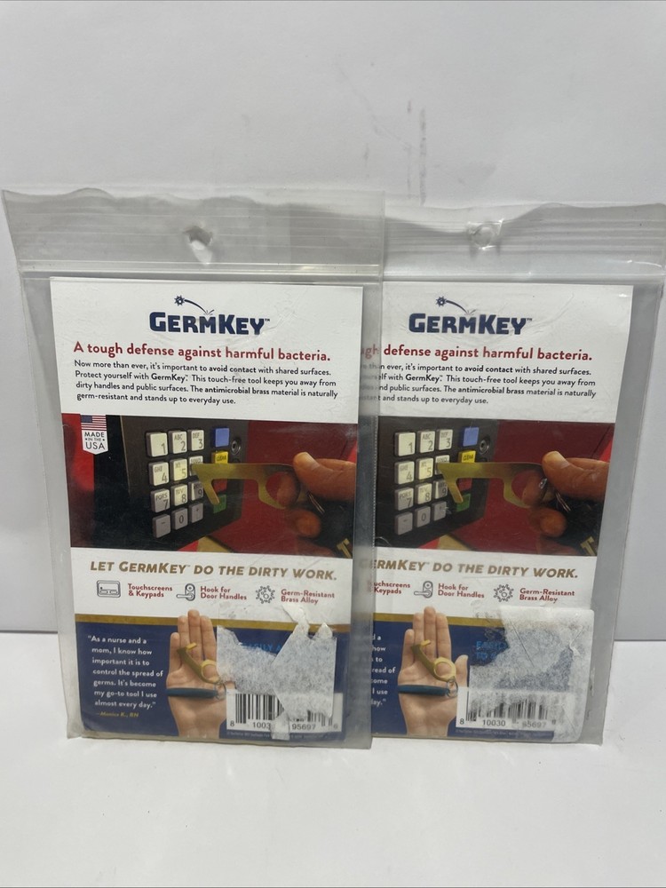 2 - Germ Key Solid Brass Antimicrobial GermKey Touch Tool Brand New