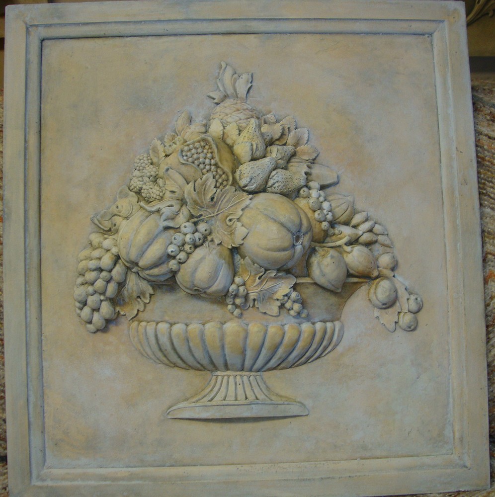 Fruit Basket Wall plaque backsplash stone tile home kitchen marble relief decor