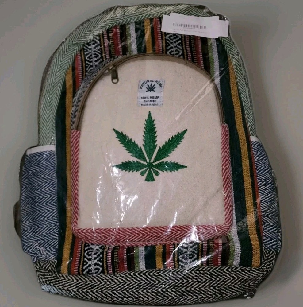 Colourful Hemp Large Backpack Handmade Laptop Uni Student Hippy, Eco Friendly