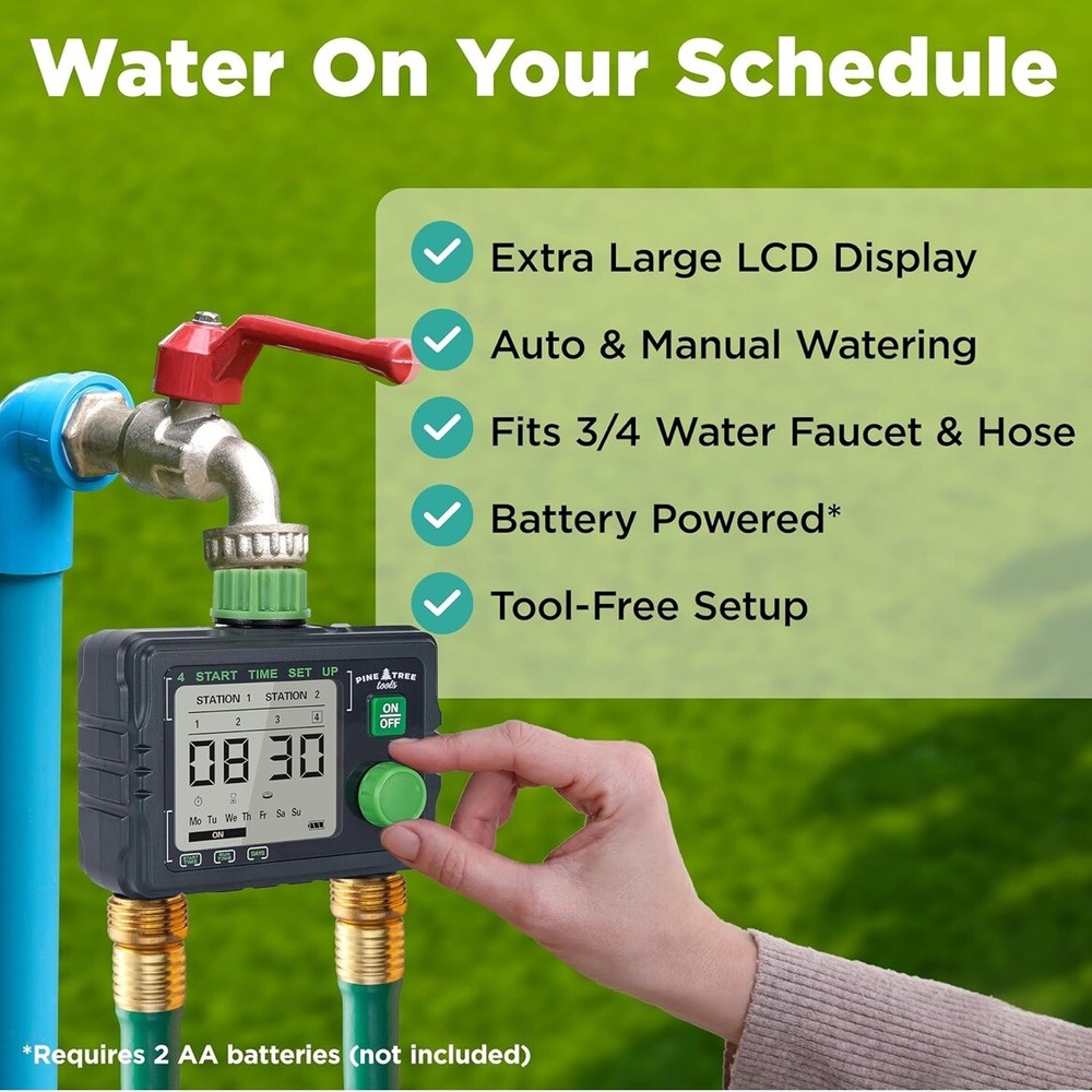 Pine Tree Tools Hose Timer - Programmable Water Timer for Garden Hose