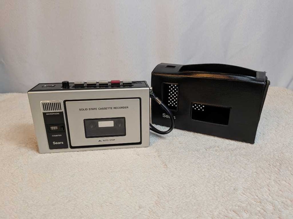 Sears Solid State Cassette Recorder Auto Stop - Portable w/ Case