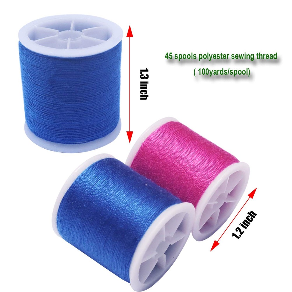 45 spools Sewing Thread Kits Polyester for Hand Machine Sewing,100yards