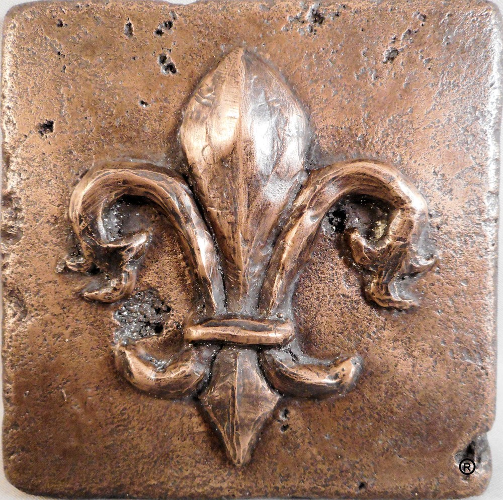Bronze 4"X4" Fleur d' Lis Decoritive Wall Tile