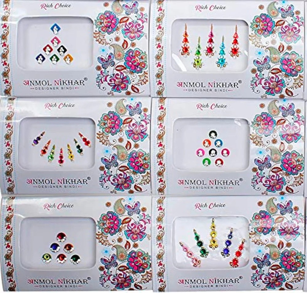 Pack of 25 Assorted Bindi Multiple Sizes Multiple Designs Bollywood Indian Bride
