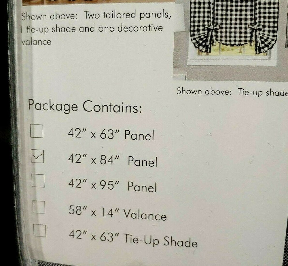 ONE BUFFALO CHECK 42" x 84" Black & White Single Window Curtain Panel