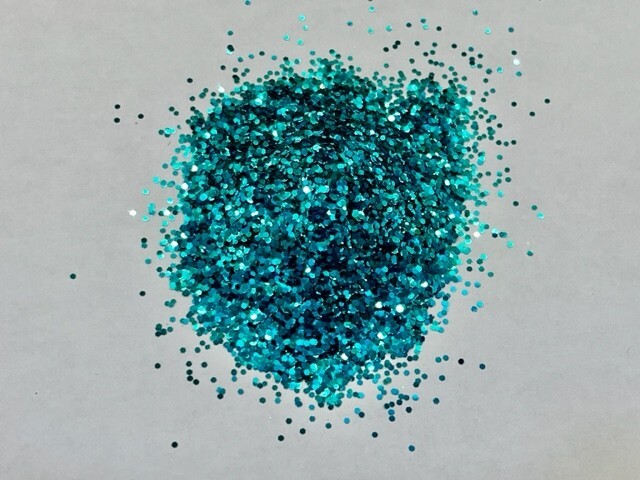 "Serene" Turquoise Glitter Medium Hexagon Cut