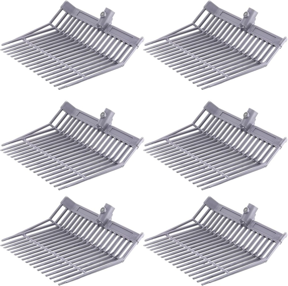 6 Pcs Manure Fork Head Bulk 18 Tines Pitch Fork Replacement Head with Screws ...