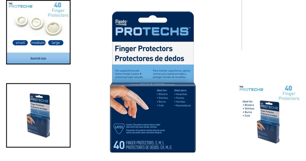 Durable Rubber Finger Protectors - 40 Assorted Sizes for Cuts & Burns, 40 Count