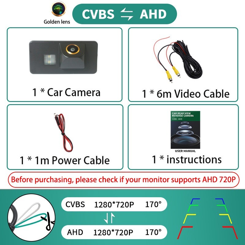AHD Rear View Camera for BMW X3 X5 X6 E53 E70 E71 E72 E83 E38 E39 E46 E60