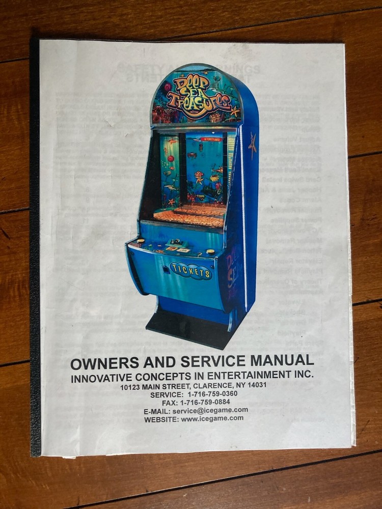 ICE DEEP SEA TREASURES ARCADE GAME MANUAL AND RESTORE DISCS