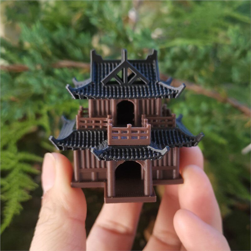 3D Ancient Architecture Micro Landscape Plastic Ancient Inn Model Bonsai Mini
