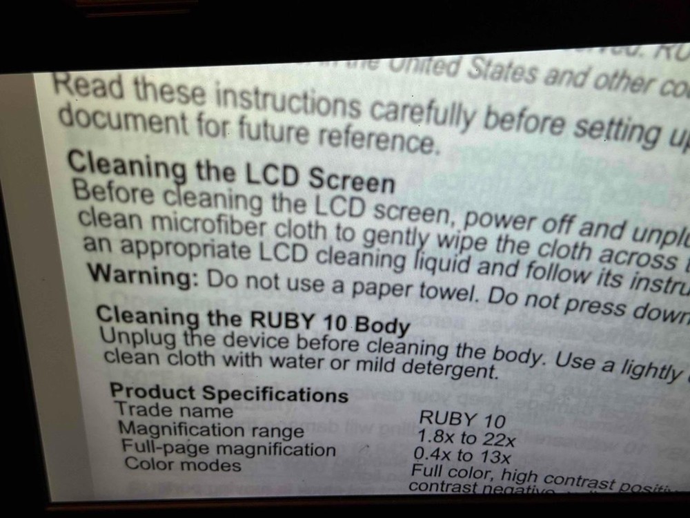 Freedom Scientific Ruby 10 Inch Touch Screen Video Handheld Tabletop Magnifier