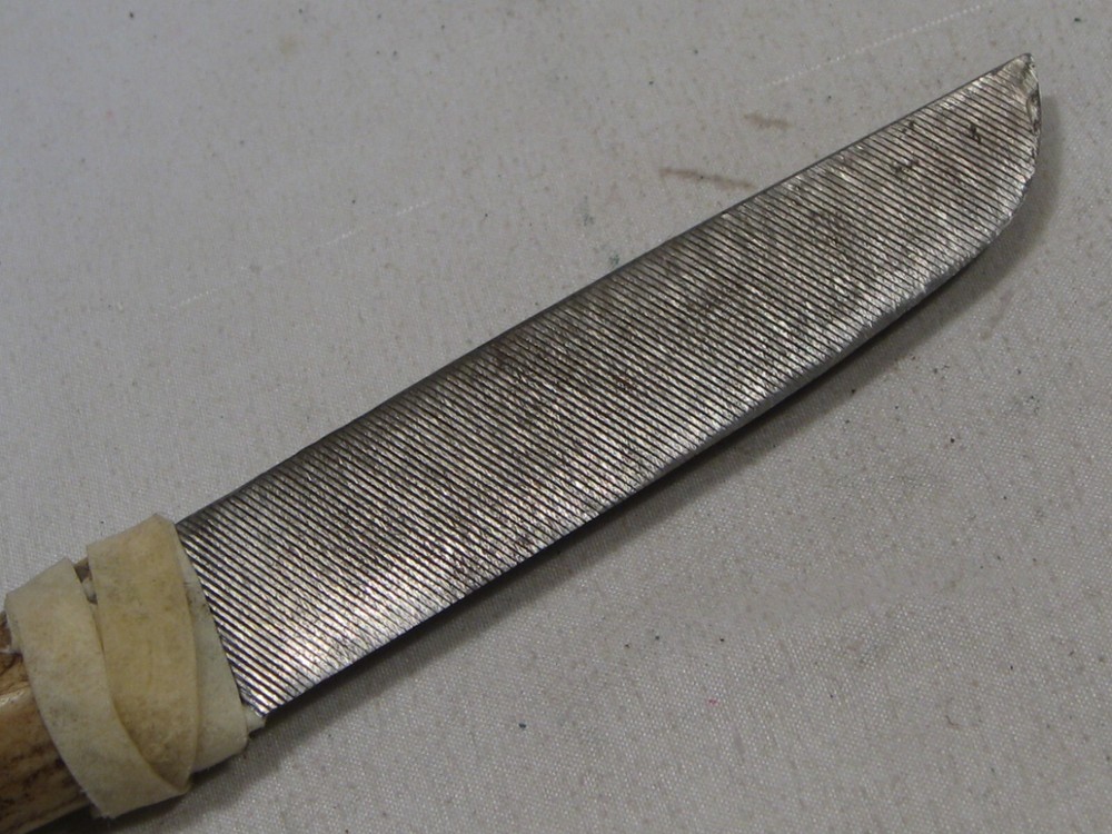 Custom Handmade Antler Handle Fixed Blade Knife & Sheath. #21