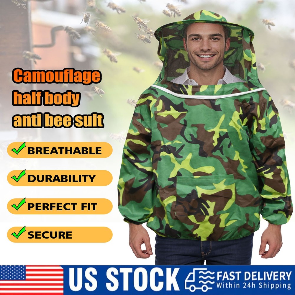 Professional Thicken Beekeeping Protective Jacket Bee Suit Smock Beekeeper new
