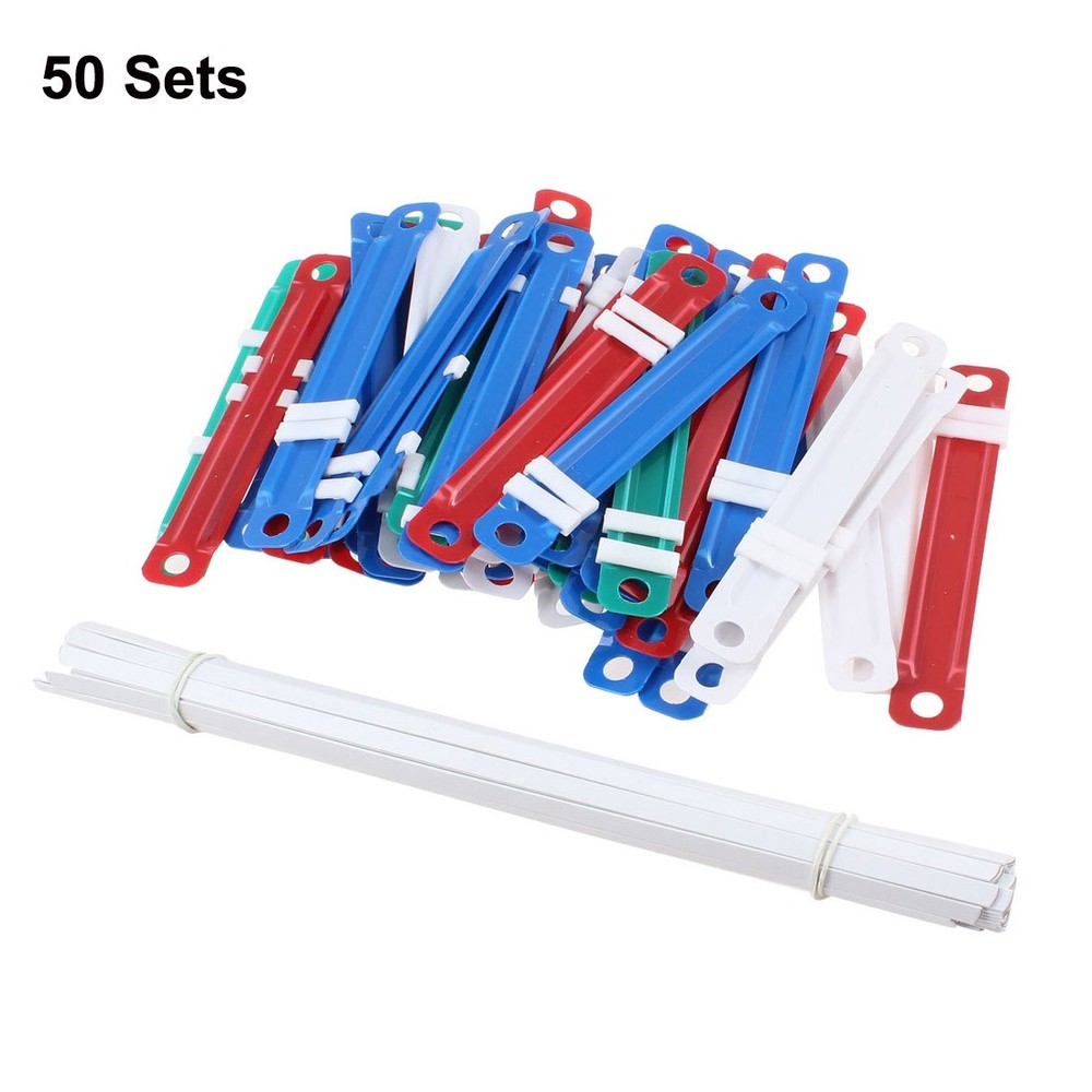 50 Sets Assorted Color Plastic Binding Document Paper Fasteners Clips