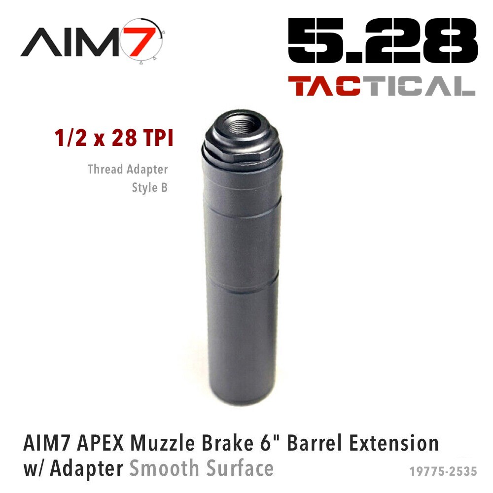 AIM7 APEX Muzzle Brake 6" Barrel Extension w/ Adapter for AEG GBB Smooth Surface