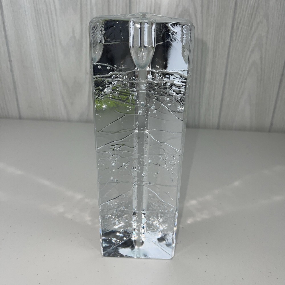 Iittala Art Glass Finland Archipelago Triangular 8.5 Inch Candle Holder