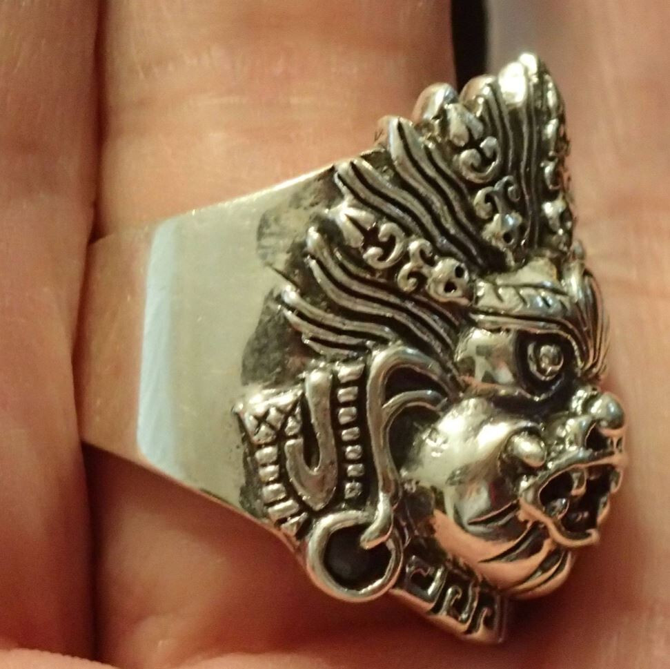 Mahakala ( Protector god) Sterling Ring sz 11.25
