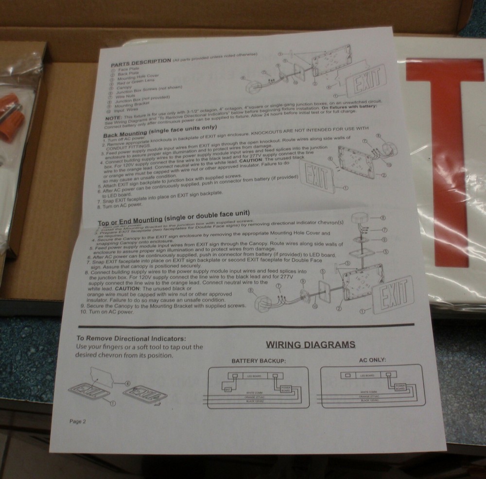 THIN LED Exit Sign With Battery Backup - FAST SHIPPING!