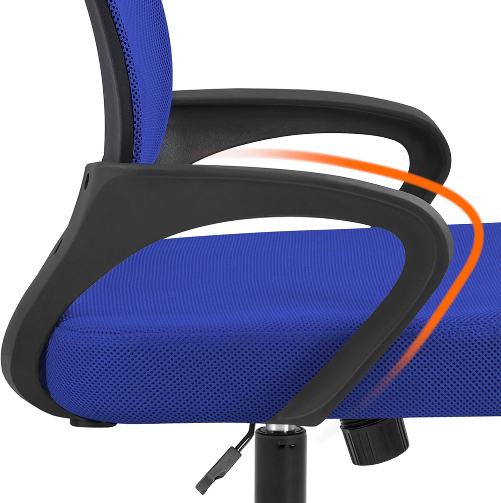 Ergonomic Mid-Back Mesh Office Chair with Lumbar Support and Armrests, Blue